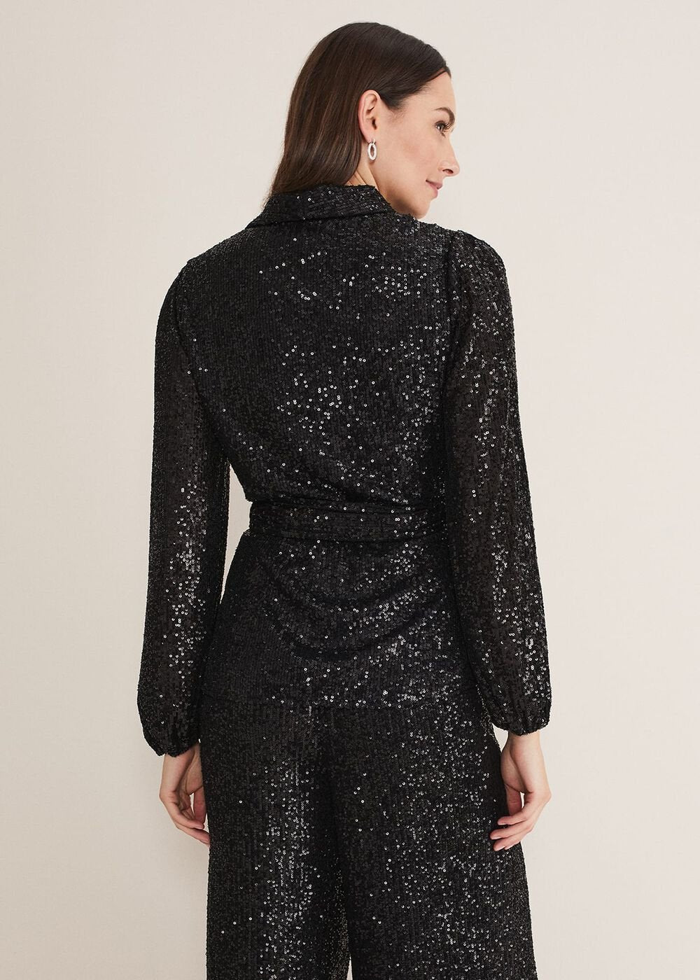 Florentine Sequin Blouse Co-Ord Black