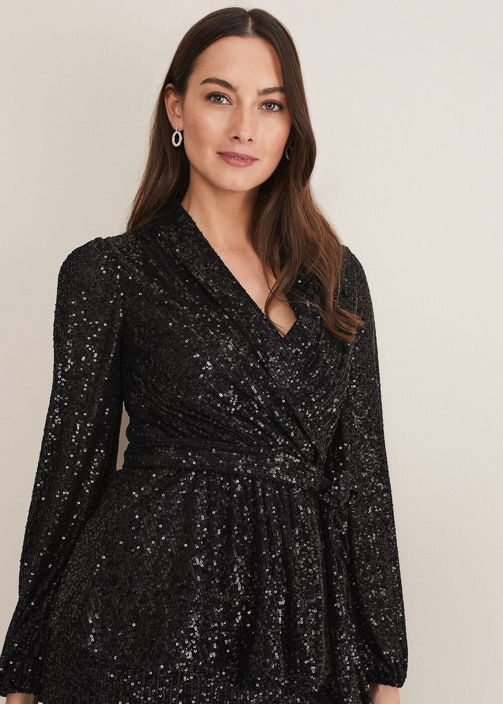 Florentine Sequin Blouse Co-Ord Black