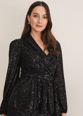 Florentine Sequin Blouse Co-Ord Black