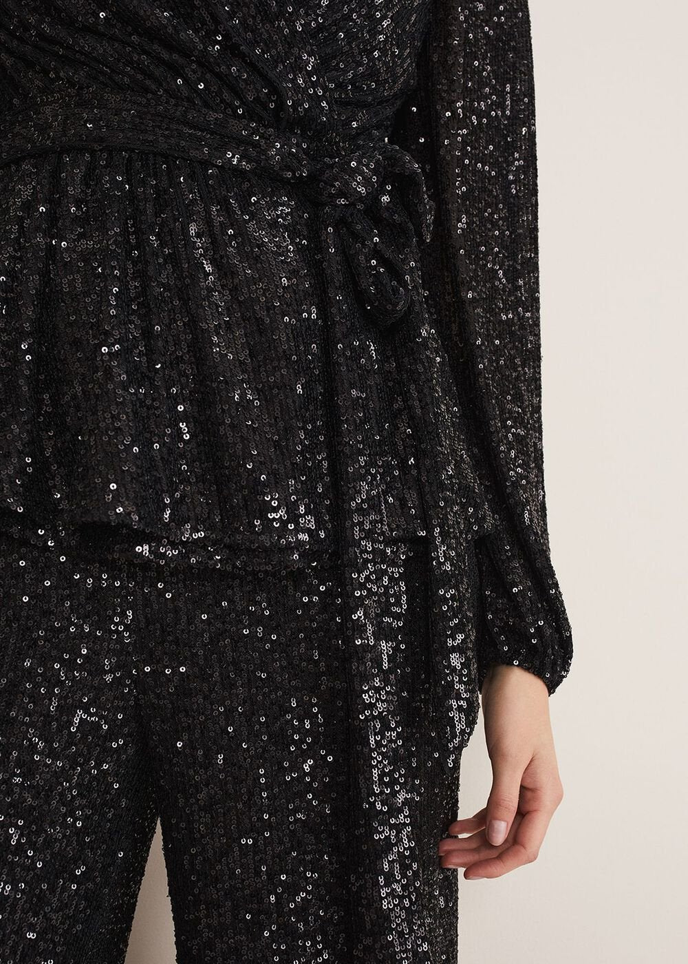 Florentine Sequin Blouse Co-Ord Black