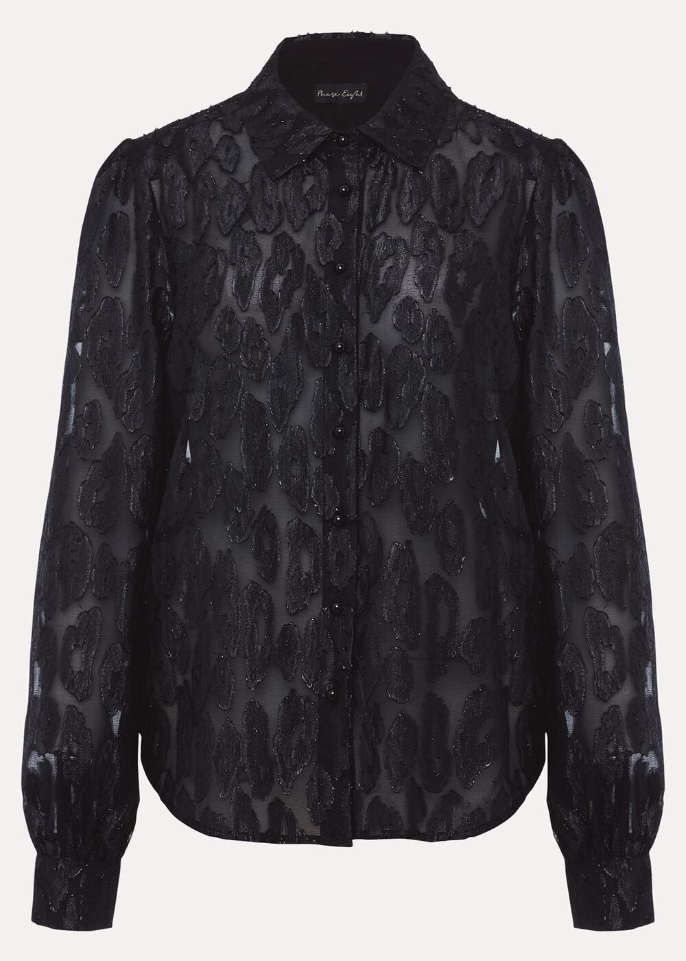 Tate Leopard Jacquard Blouse Black