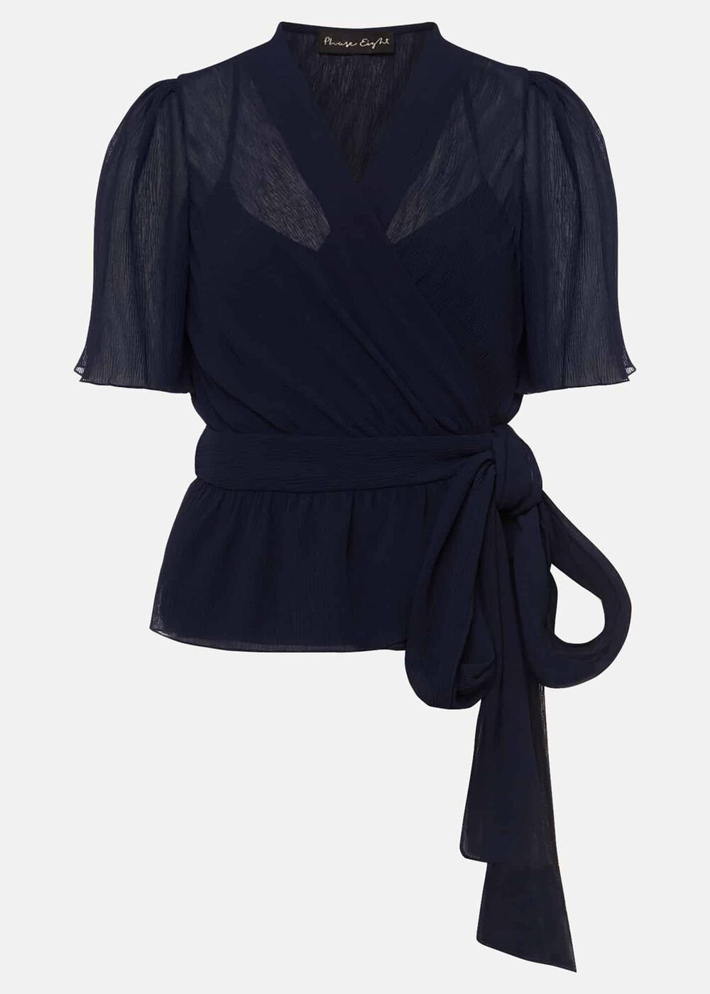 Aster Plisse Wrap Top Co-Ord French Navy