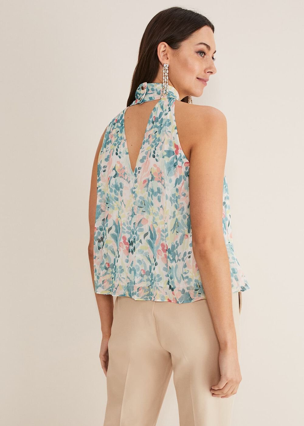 Lea Floral Pleat Blouse Pastels/Multi