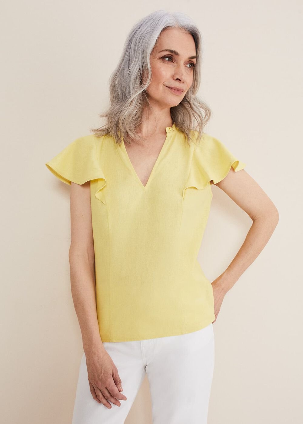 Ines Linen Top Yellow