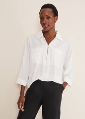 Cynthia Zip Shirt White