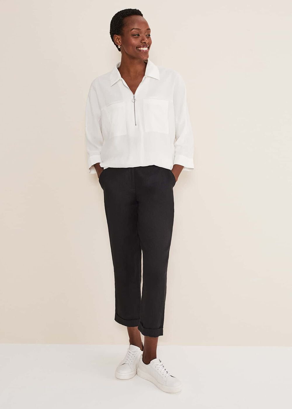 Cynthia Zip Shirt White