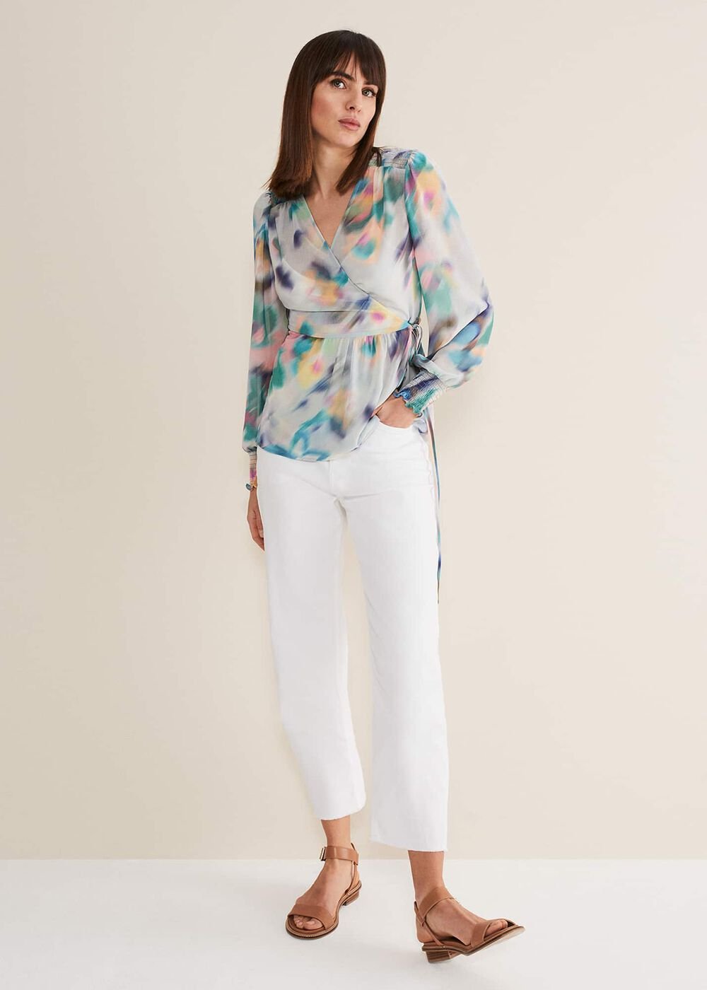 Sonya Printed Wrap Blouse Multi-Coloured