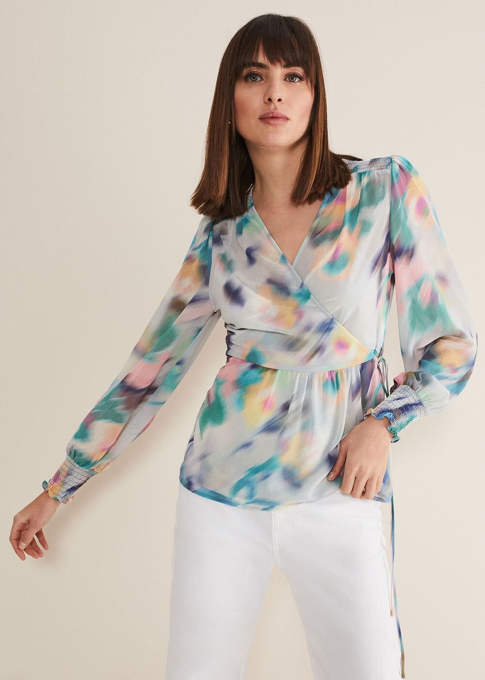 Sonya Printed Wrap Blouse Multi-Coloured
