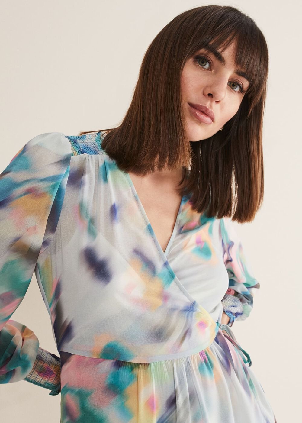 Sonya Printed Wrap Blouse Multi-Coloured