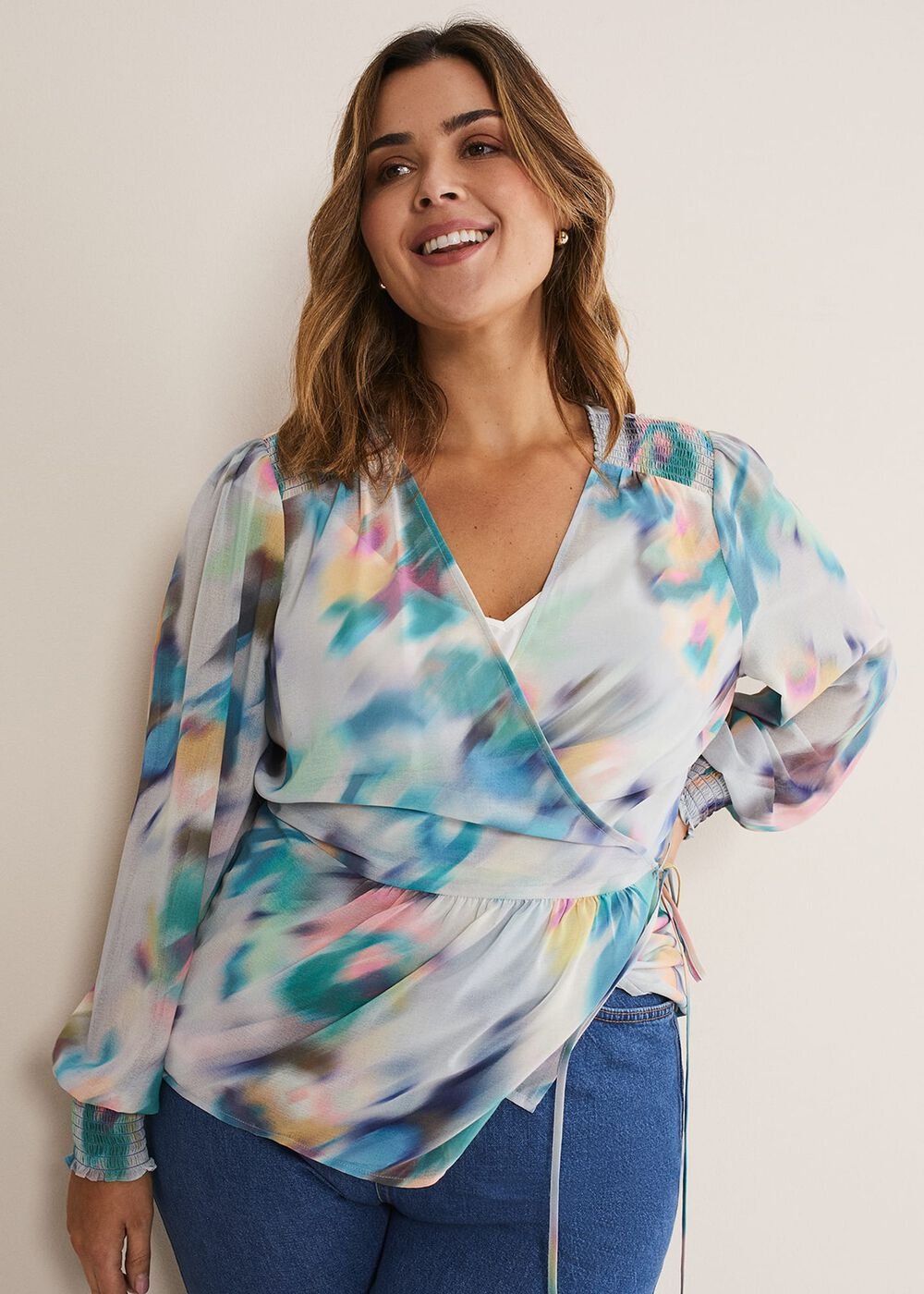 Sonya Printed Wrap Blouse Multi-Coloured