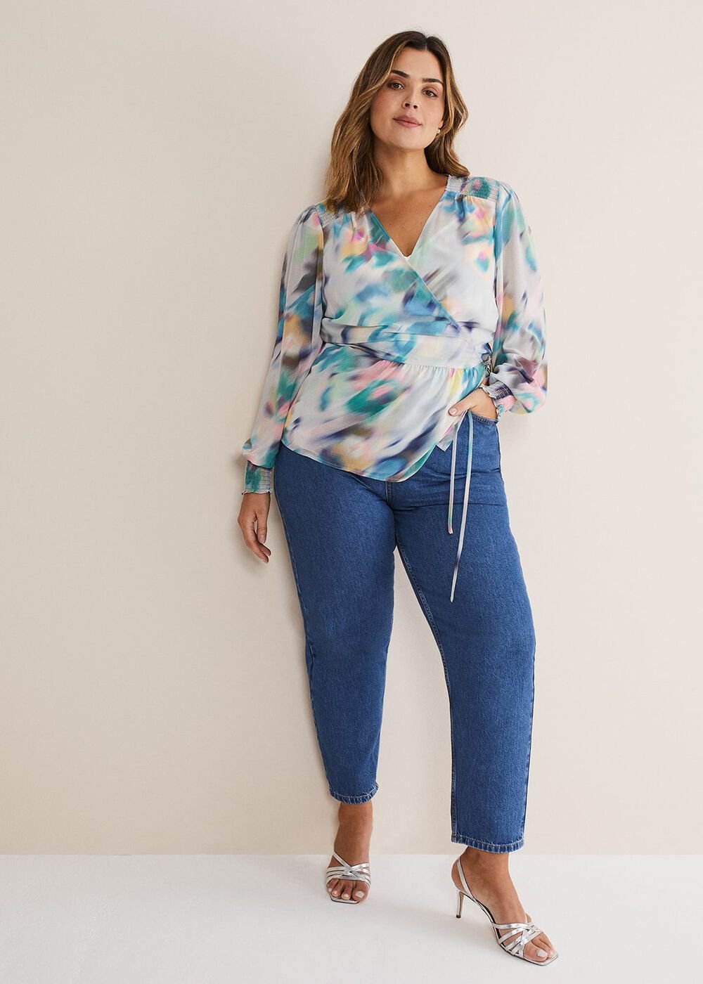 Sonya Printed Wrap Blouse Multi-Coloured