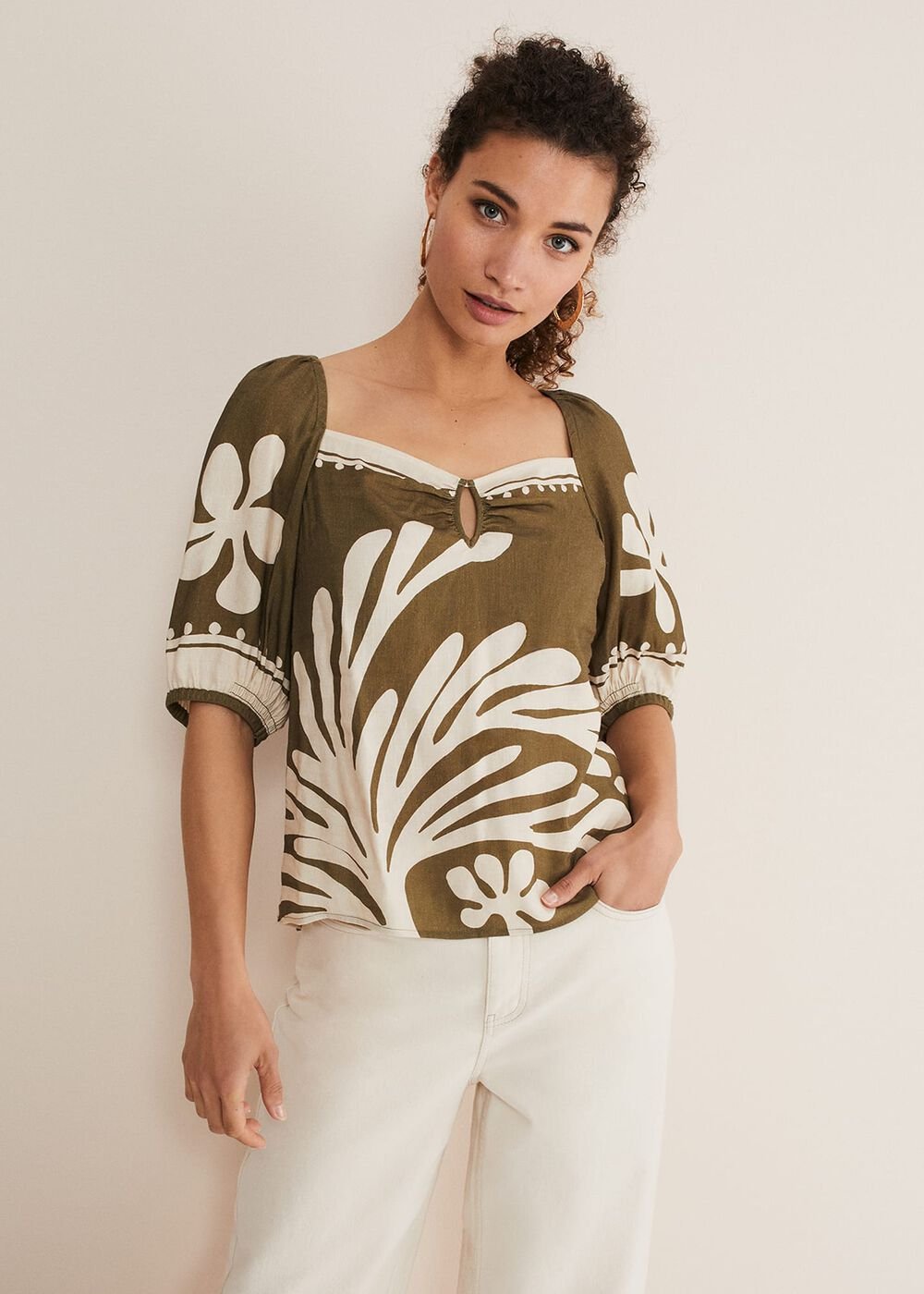 Hesta Linen Top Olive