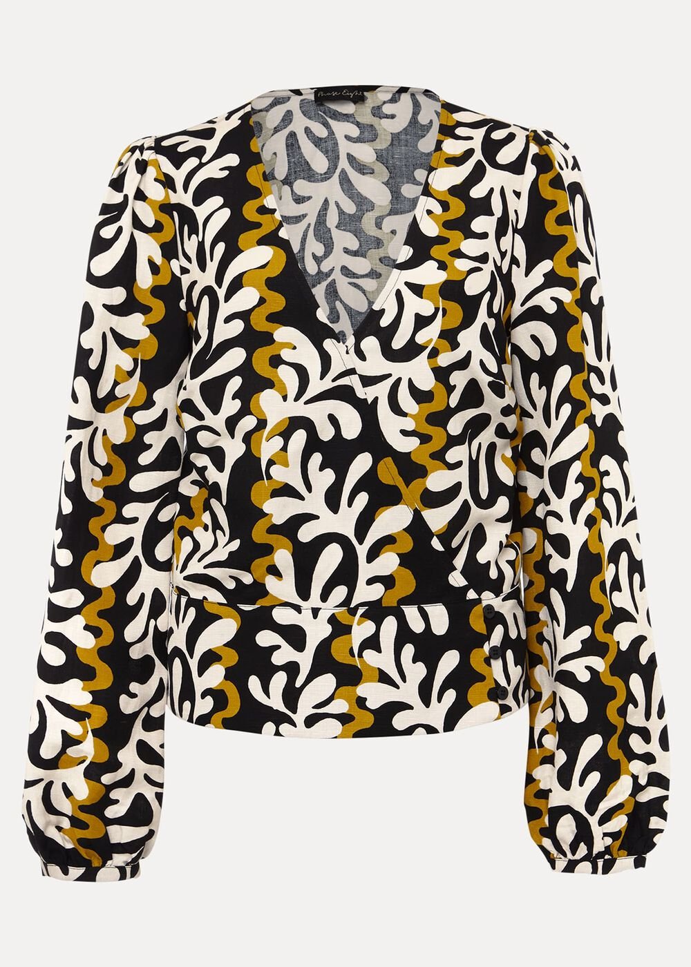 Vienna Linen Wrap Blouse Black/Multi