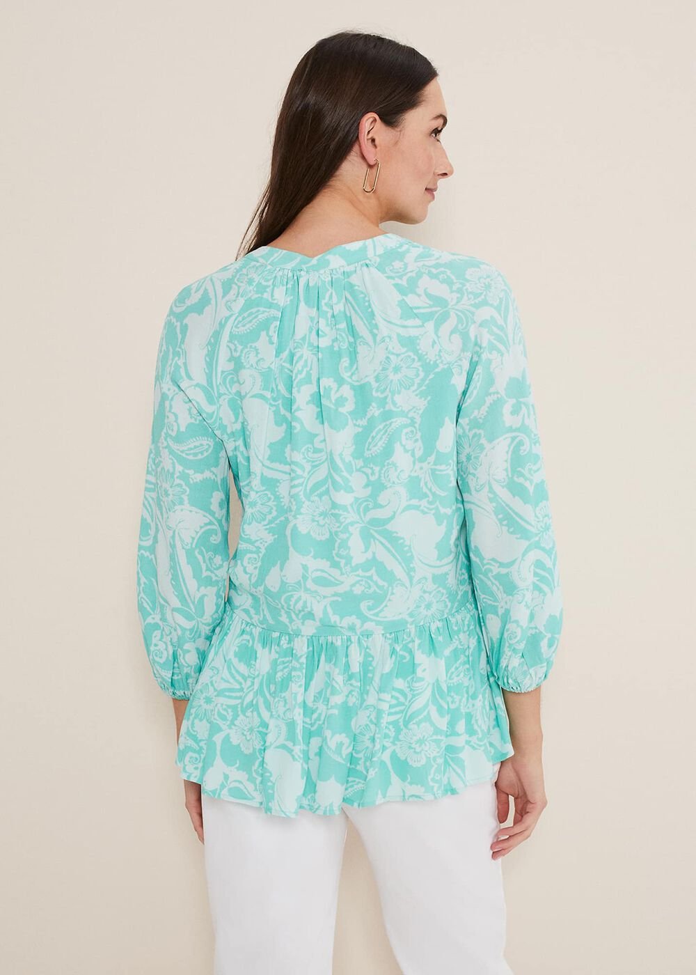 Lara Paisley Print Blouse Aqua