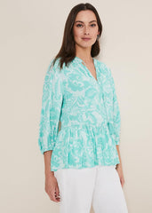 Lara Paisley Print Blouse Aqua