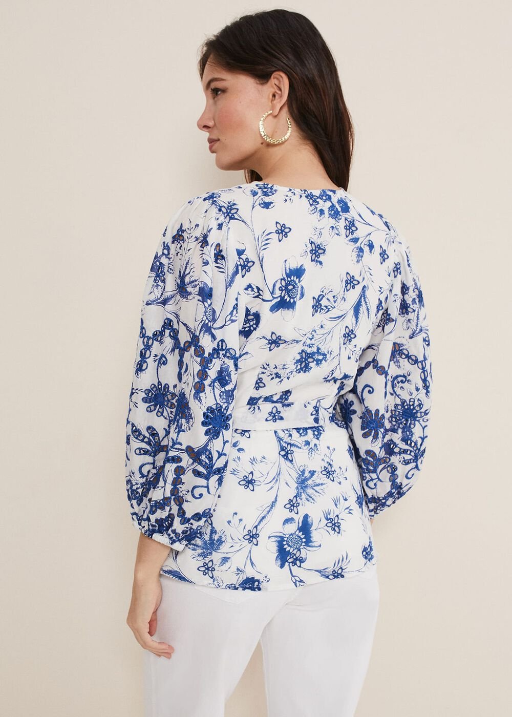 Alice Embroidered Blouse Blue/White
