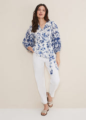 Alice Embroidered Blouse Blue/White