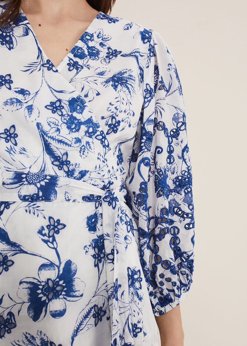 Alice Embroidered Blouse Blue/White