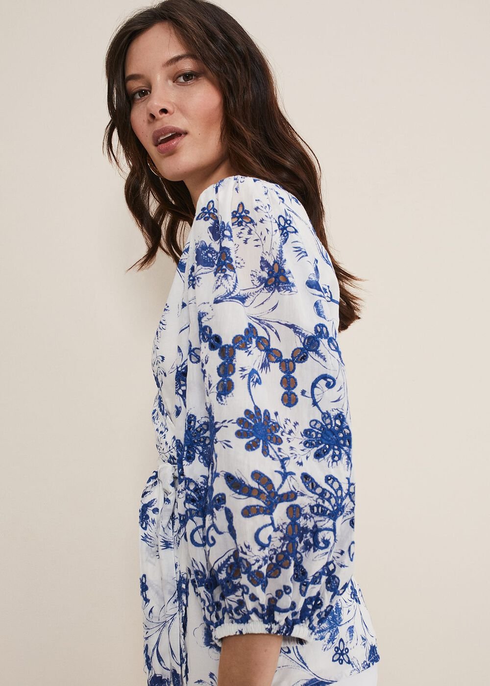 Alice Embroidered Blouse Blue/White