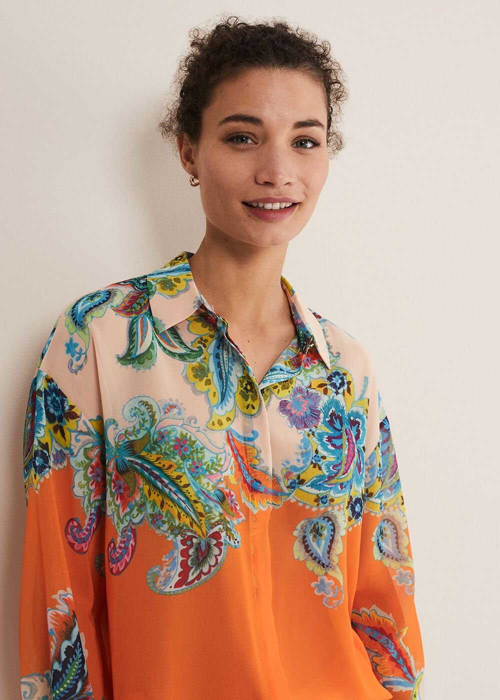 Paisley Placement Shirt Orange