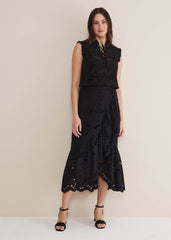Mollie Broderie Sleeveless Blouse Black