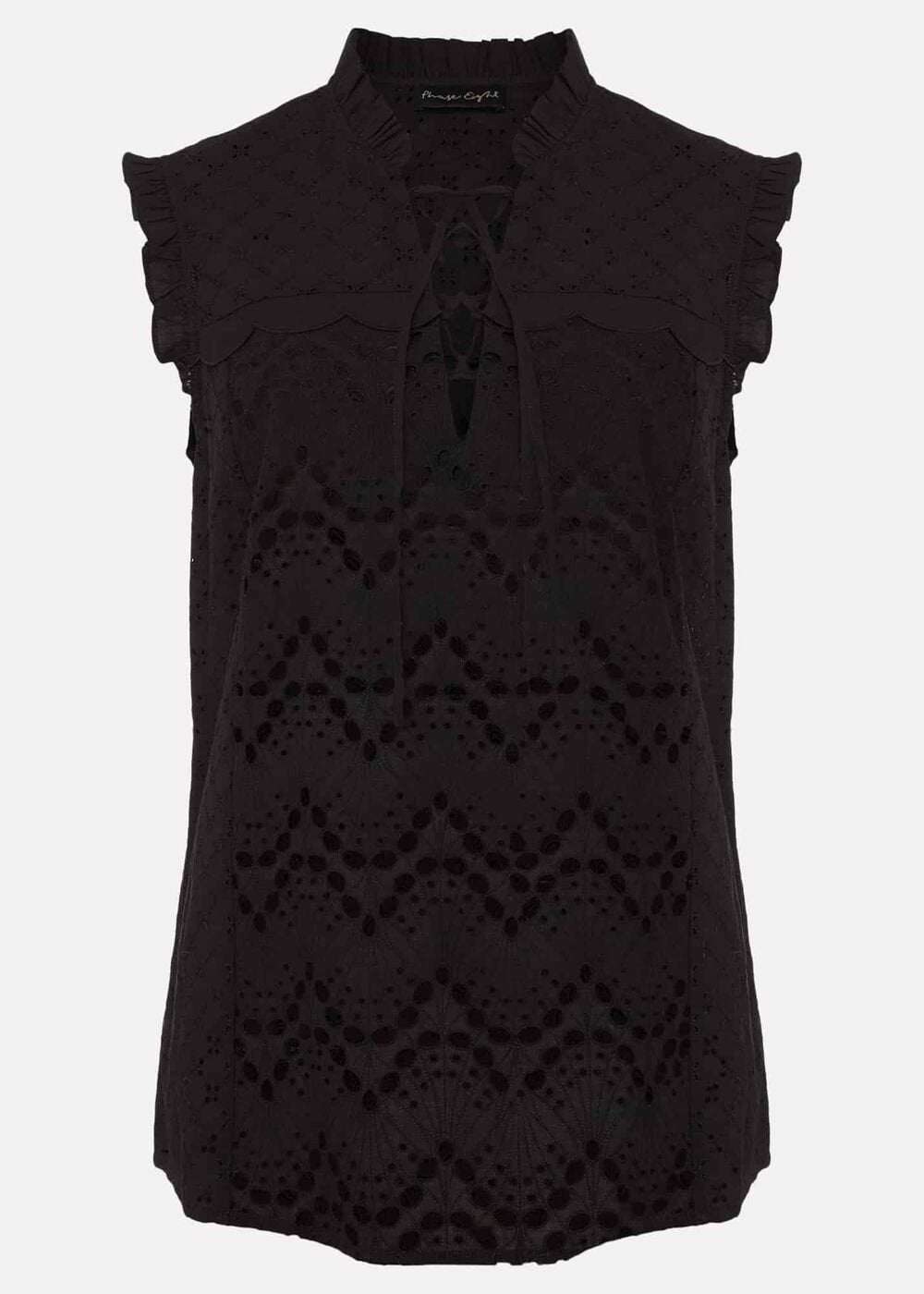 Mollie Broderie Sleeveless Blouse Black