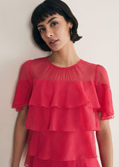 Stacey Ruffle Blouse Fuschia