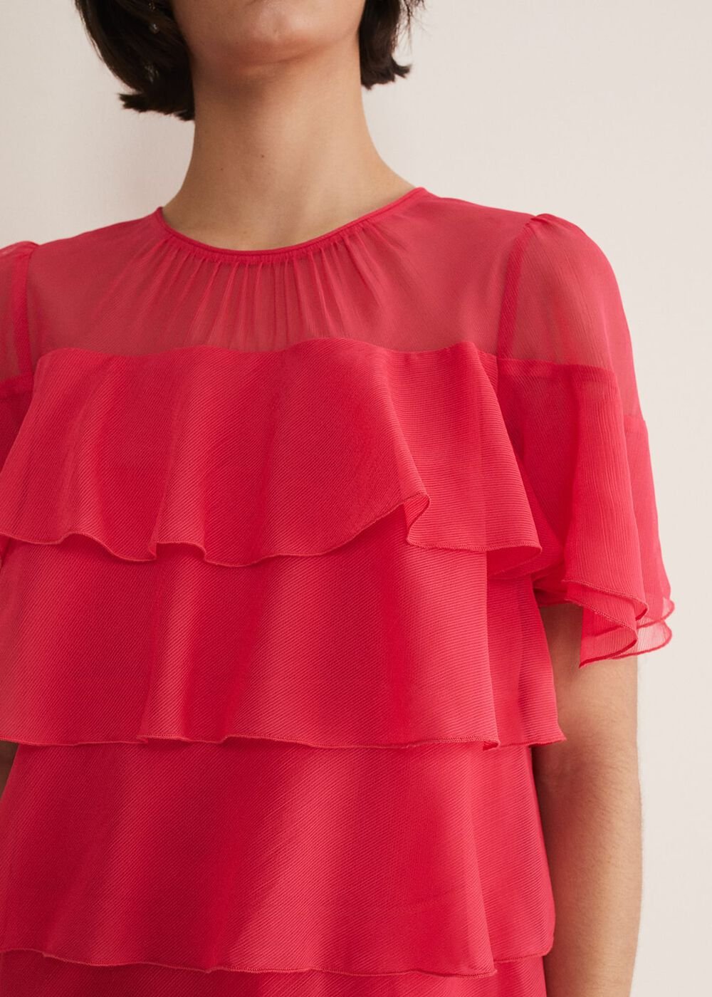 Stacey Ruffle Blouse Fuschia