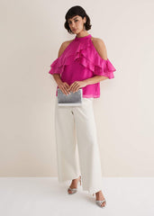 Heather Ruffle Top Fuschia