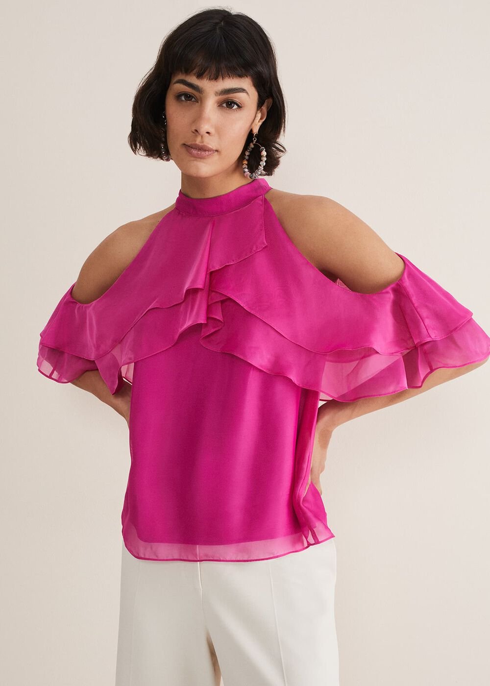 Heather Ruffle Top Fuschia