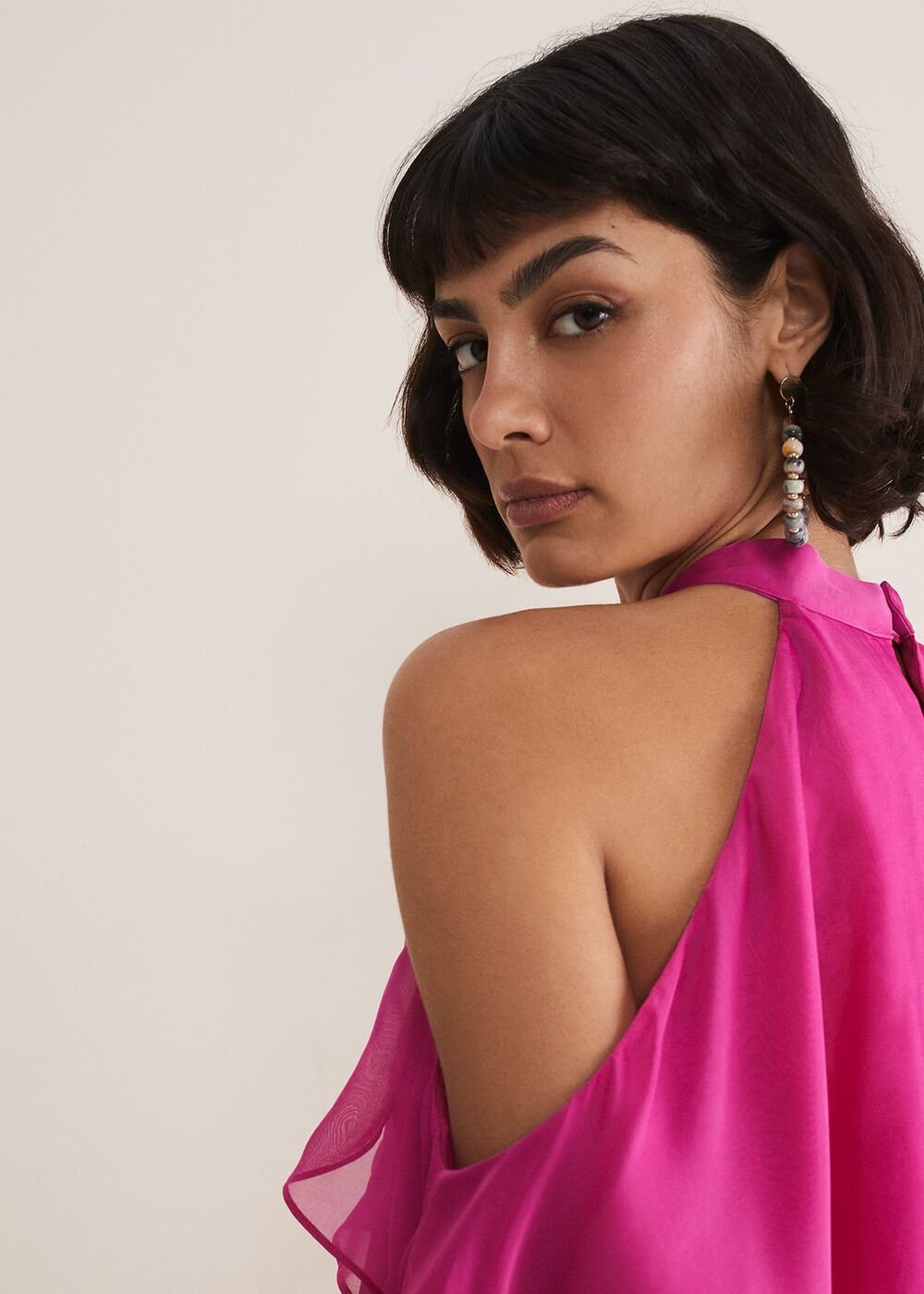 Heather Ruffle Top Fuschia