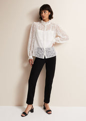 Astella Ruffle Burnout Blouse White