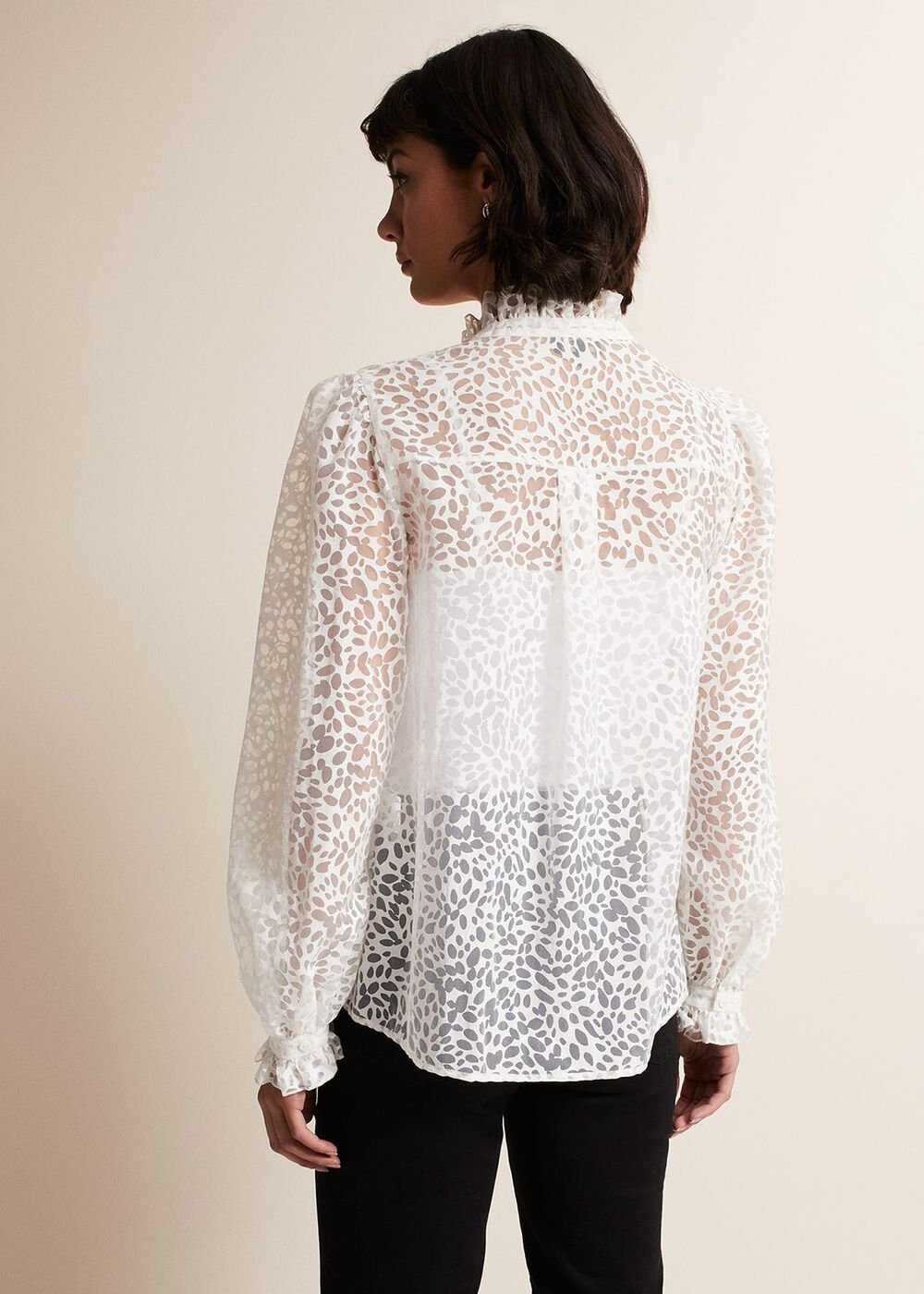 Astella Ruffle Burnout Blouse White