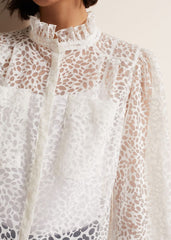 Astella Ruffle Burnout Blouse White