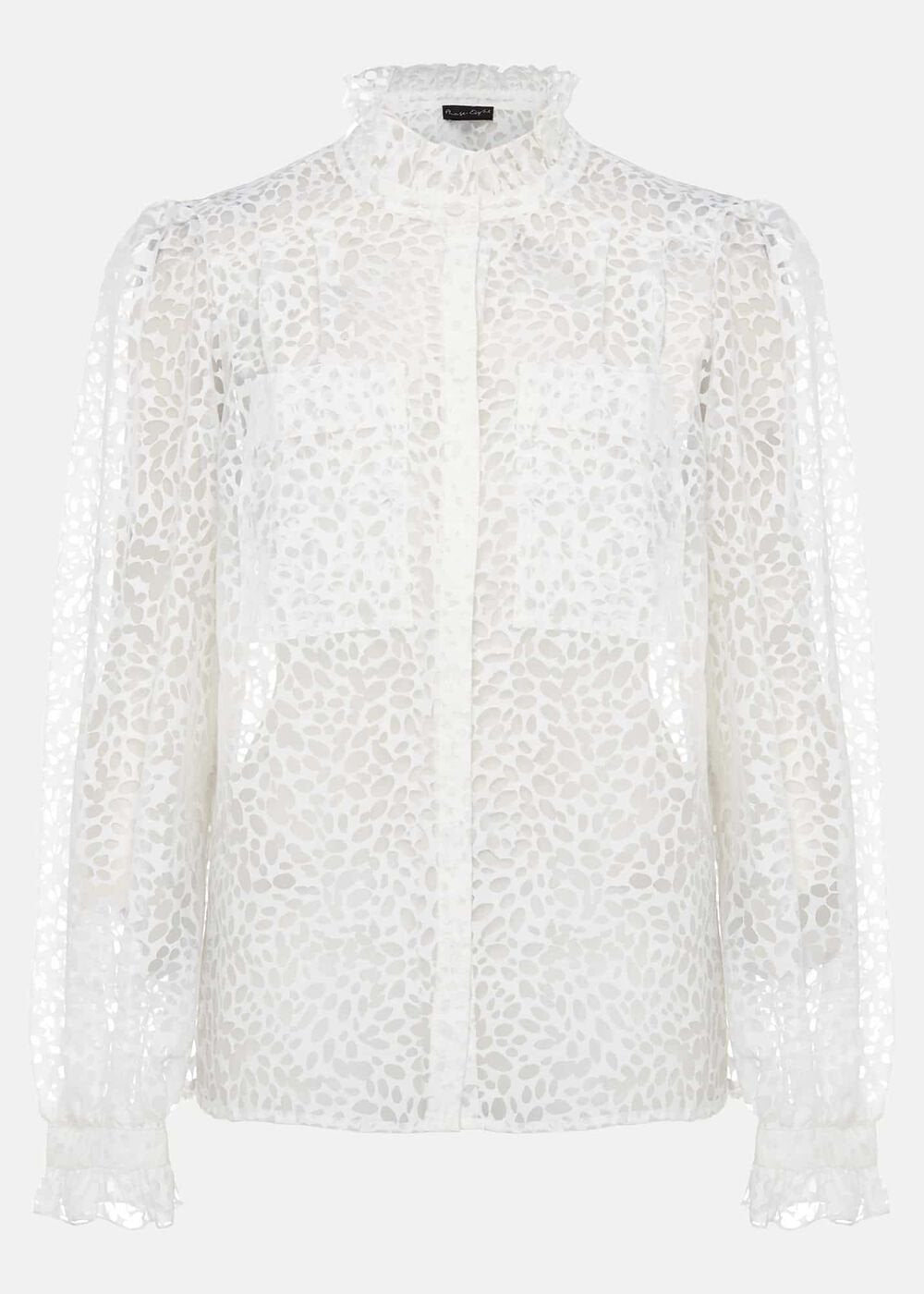 Astella Ruffle Burnout Blouse White