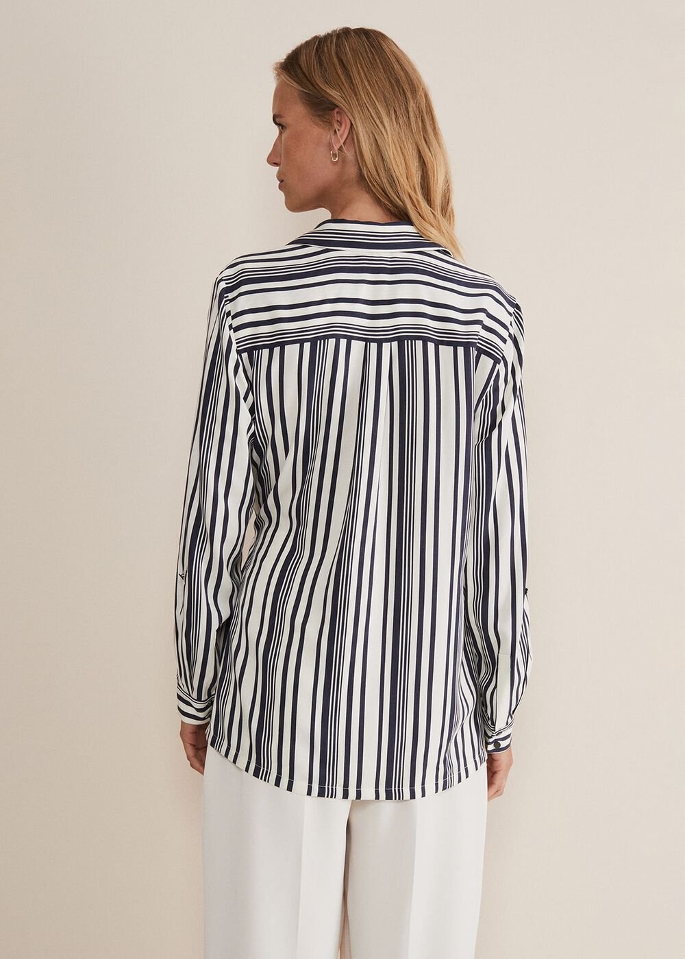 Dalila Striped Wrap Blouse Carbon/Ivory