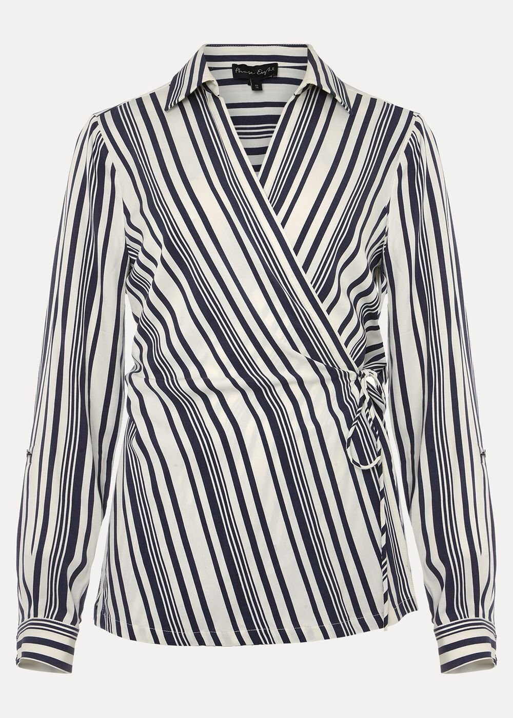 Dalila Striped Wrap Blouse Carbon/Ivory