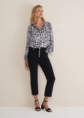 Amryn Abstract Blouse Carbon/Ivory