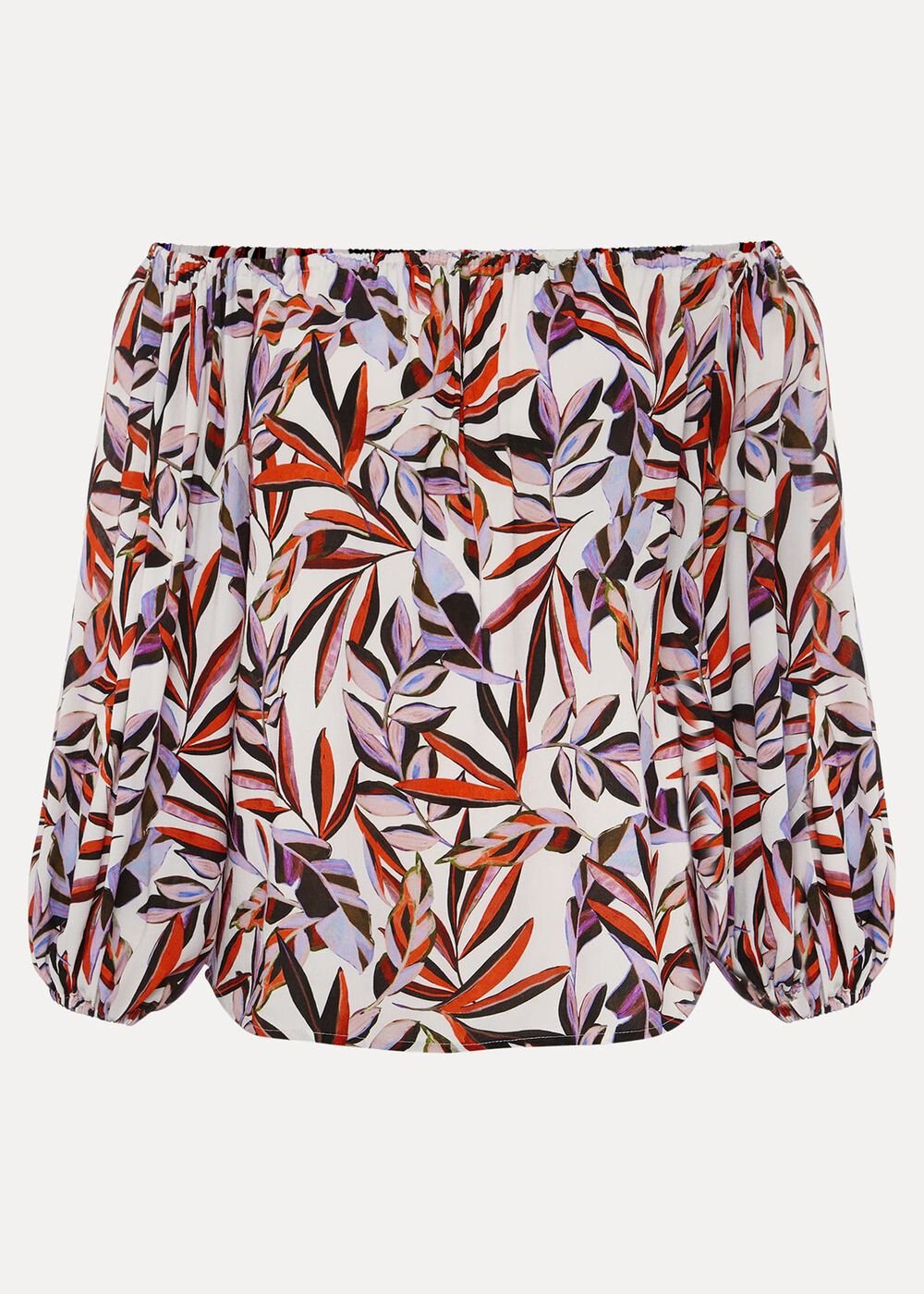 Tona Leaf Print Bardot Top Multi-Coloured