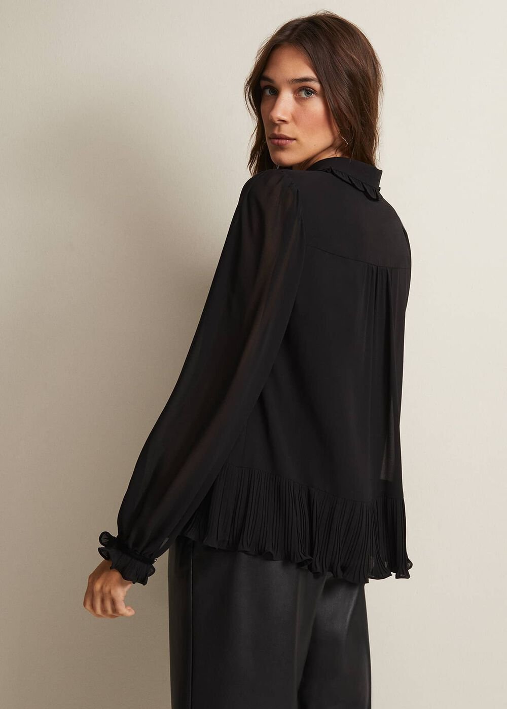 April Black Ruffle Blouse Black