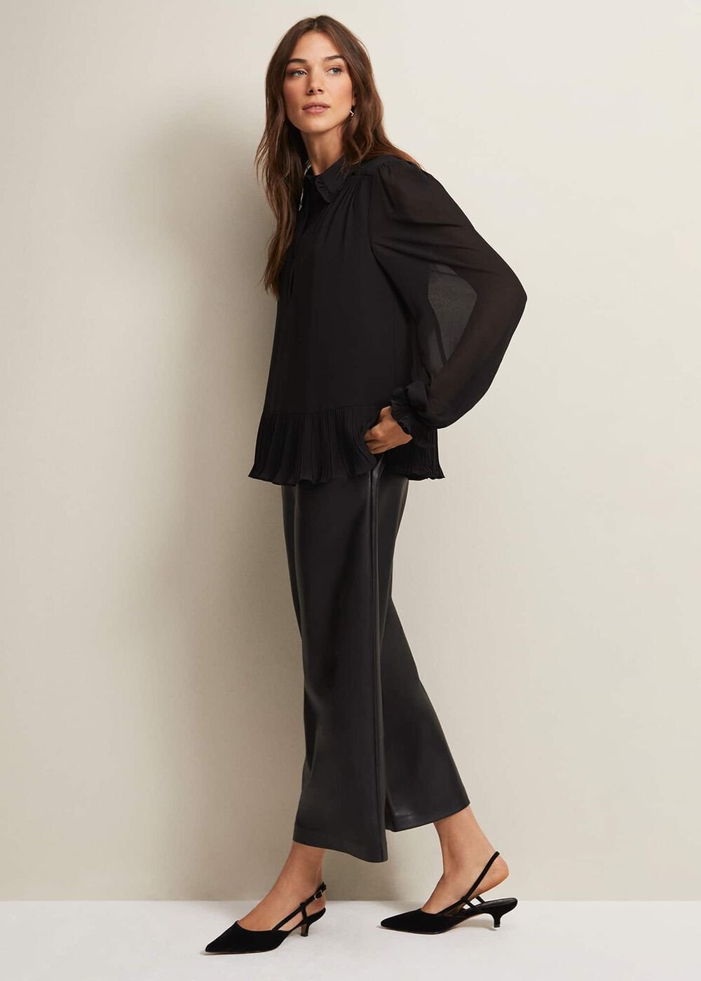 April Black Ruffle Blouse Black