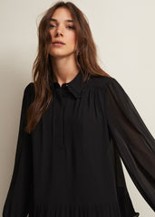 April Black Ruffle Blouse Black