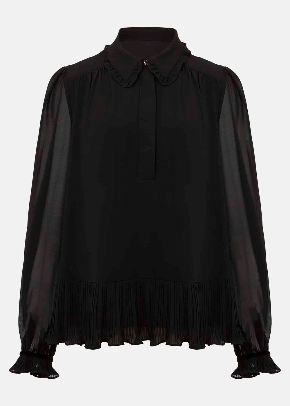 April Black Ruffle Blouse Black
