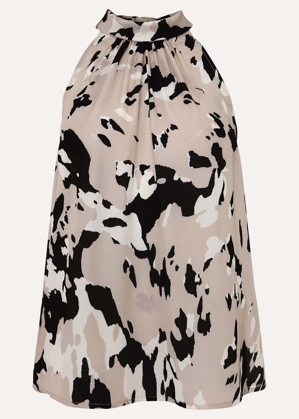 Sejal Printed Halter Neck Top Black/Putty
