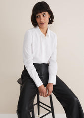 White Cotton Fitted Shirt White