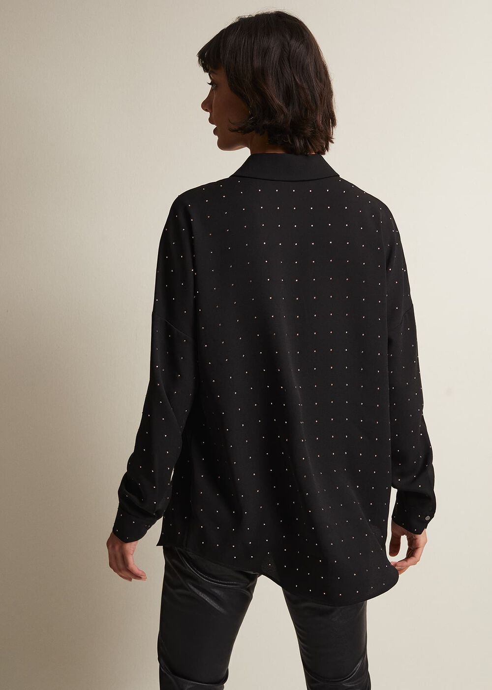 Elowen Embellished Longline Shirt Black