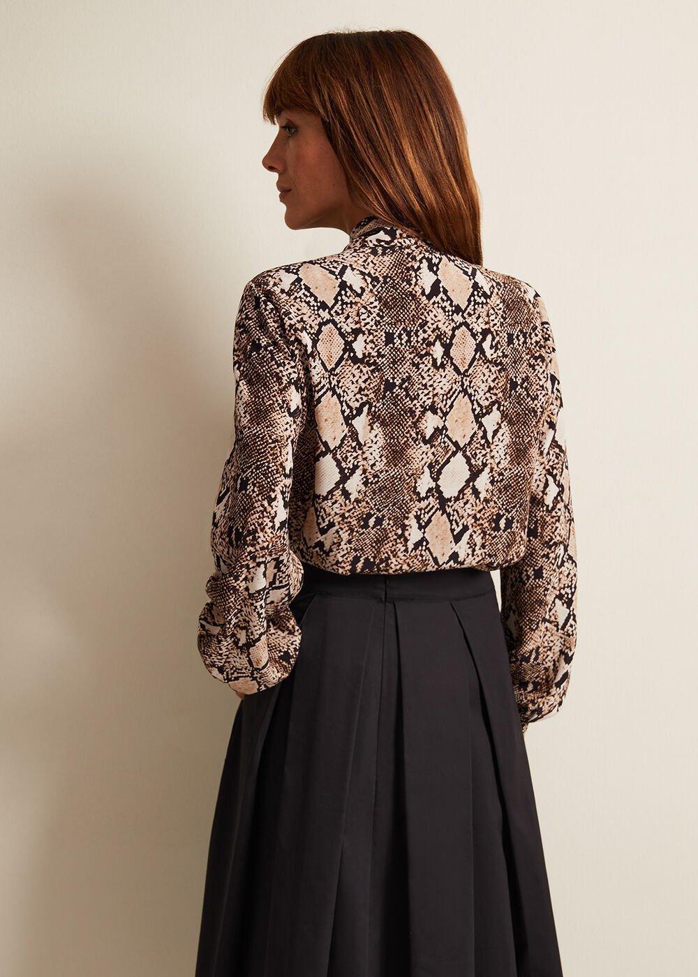 Semira Snake Tie Blouse Neutral