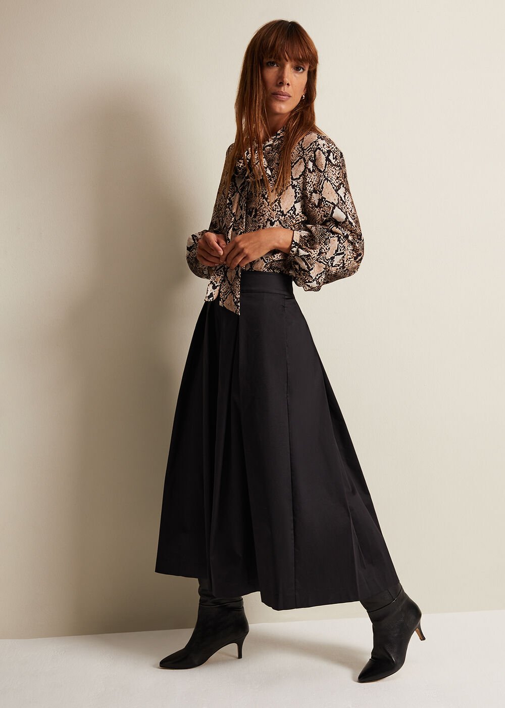 Semira Snake Tie Blouse Neutral