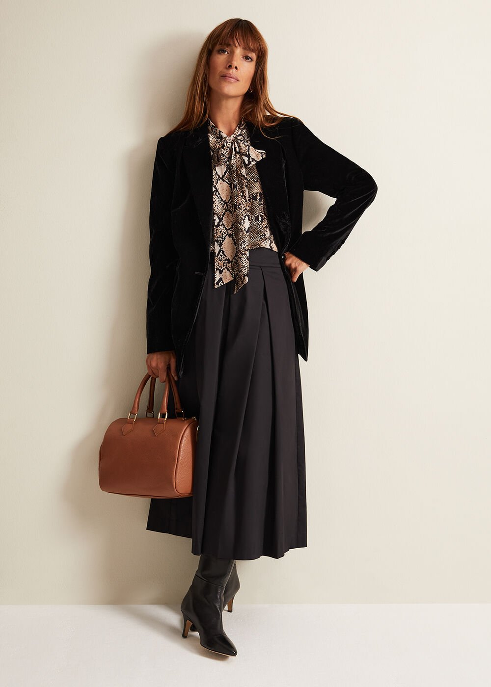 Semira Snake Tie Blouse Neutral