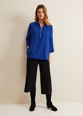 Cynthia Zip Shirt Cobalt